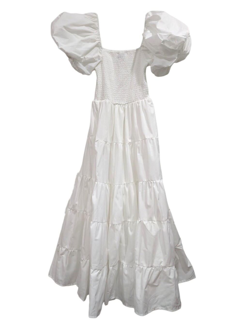NWT petal & pup Annette Puff White Sleeve Shirred Midi Dress Size S - Picture 7 of 9